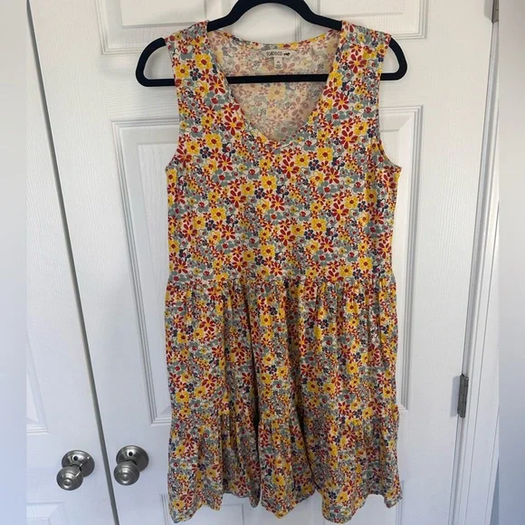 Toad &Co Marley Tiered Sleeveless Dress Womens Sz M In Barley Multi Floral Print - Picture 15 of 16